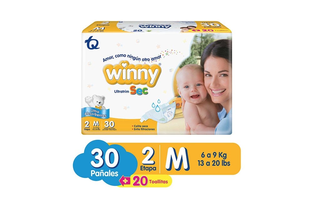 Pañales Winny Ultratrim Sec Etapa 2 M Paca Con 30 Unidades