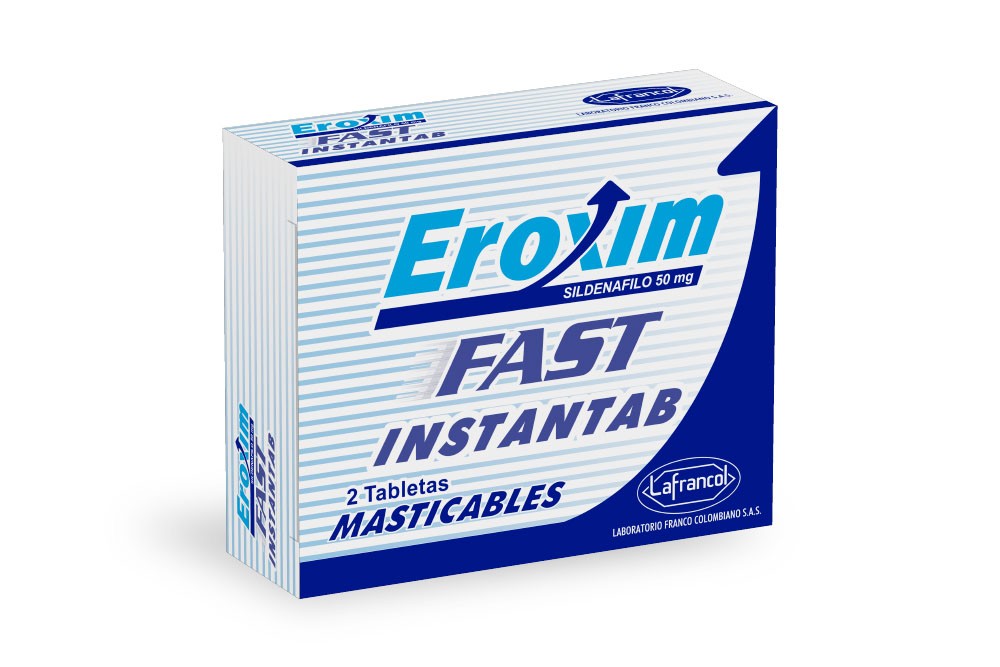 Eroxim Fast Instantab 50 mg Caja Con 2 Tabletas Masticables