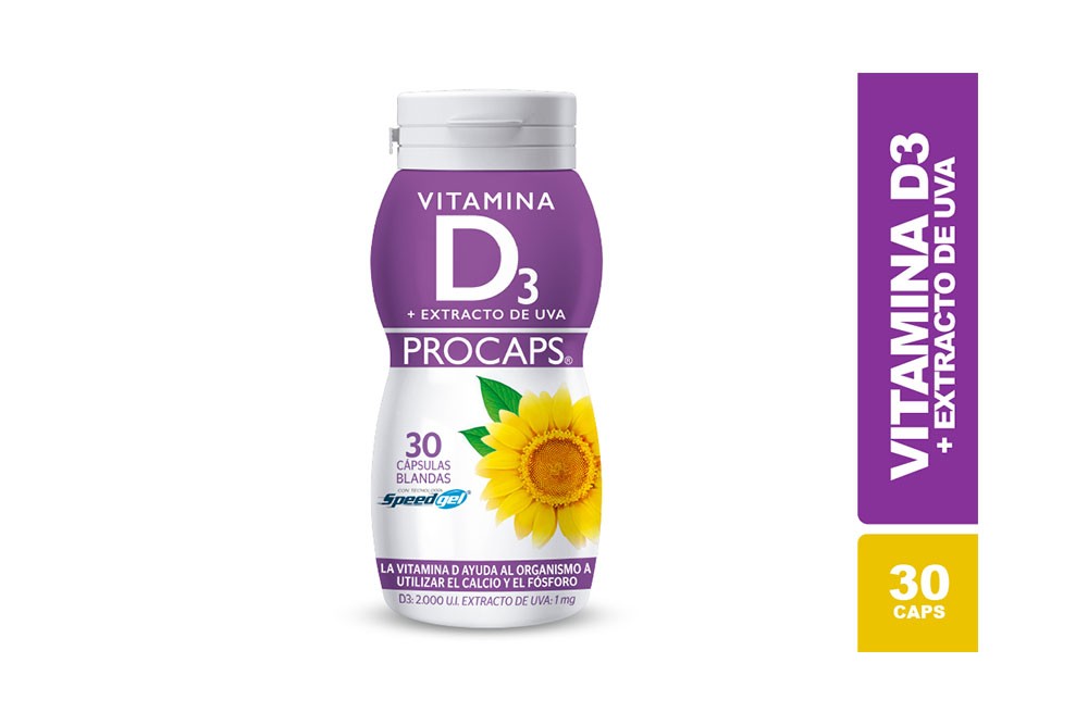 Vitamina D3 Procaps Frasco Con 30 Cápsulas Blandas