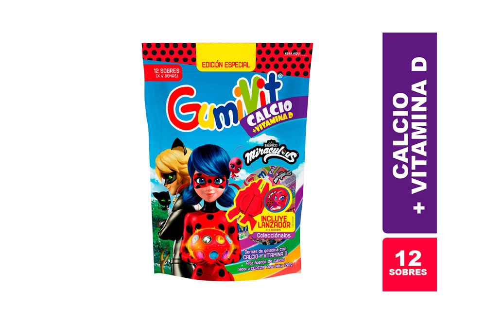 Gumivit Calcio + Vitamina D Cereza Ladybug Bolsa Con 12 Unidades