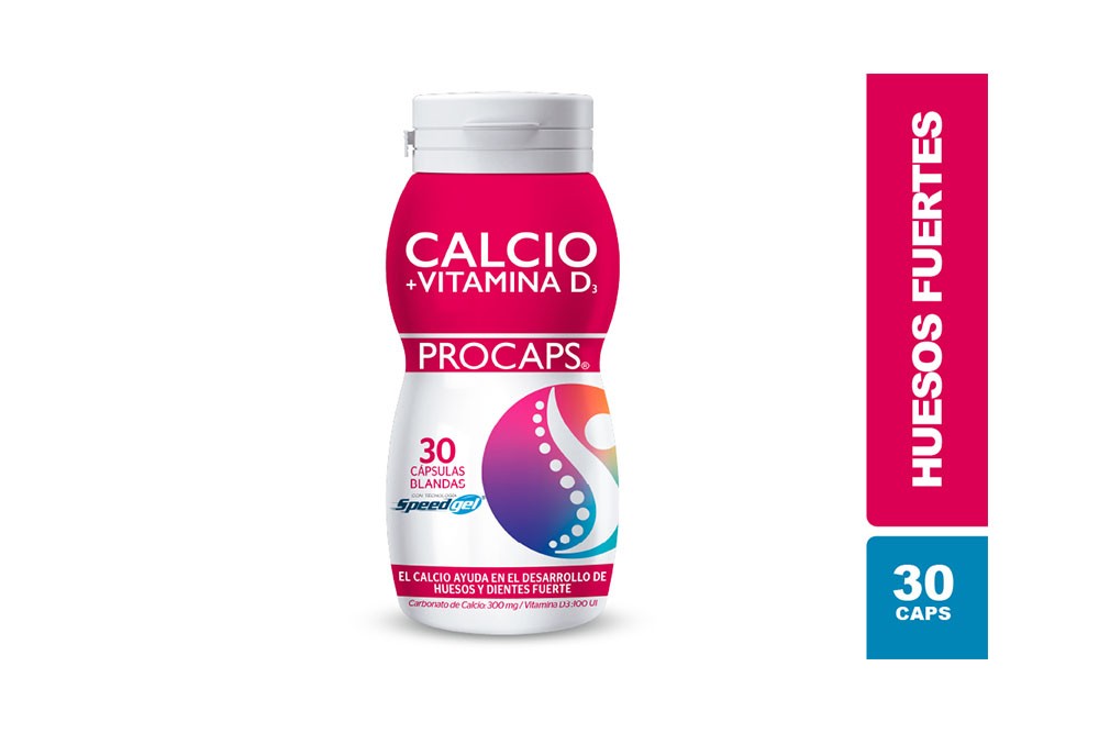 Calcio+ Vitamina D3 Procaps Frasco Con 30 Cápsulas