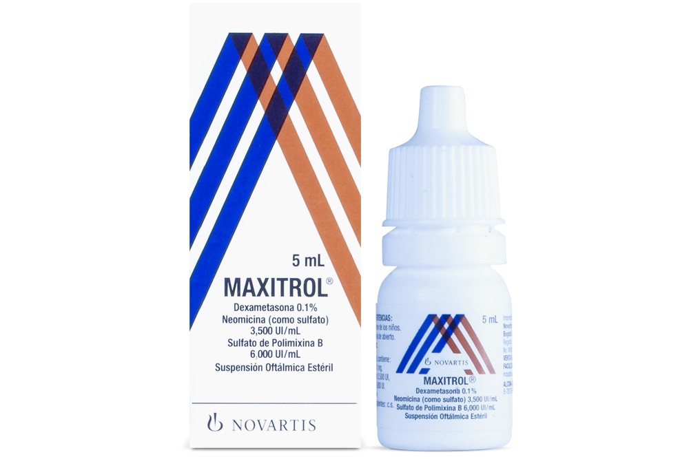 Maxitrol 1 mg 3500 / 6000 UI Solución Oftálmica Caja Con Frasco 5 mL