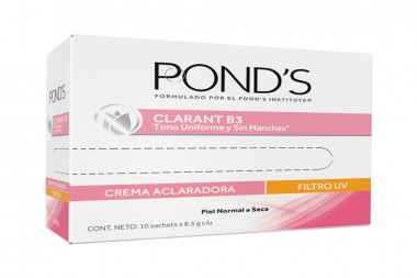 Crema Ponds Clarant B3 Filtro UV Caja Con 10 Sachets