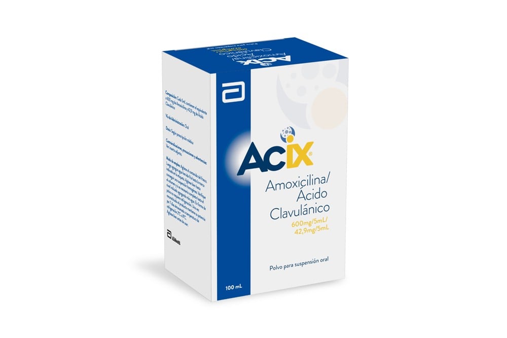 Acix 600/42.9 mg/5 mL Polvo Suspensión Oral Frasco Con 100 mL Acix 600/42.9 Mg/5 Ml Polvo Suspensión Oral Frasco Con 100 Ml