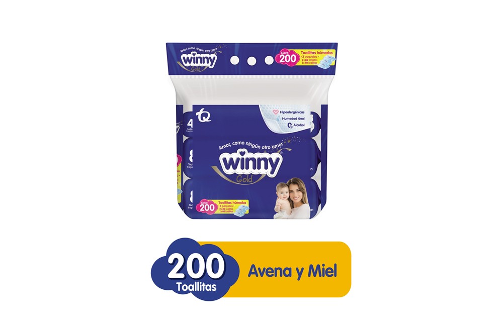 Toallas Humedas Winny Avena/miel Paquete X 200 Unidades