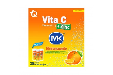 Vita C Zinc Tripack Efervescente  + Zinc Mk Efervescente Naranja X 30 Tabletas