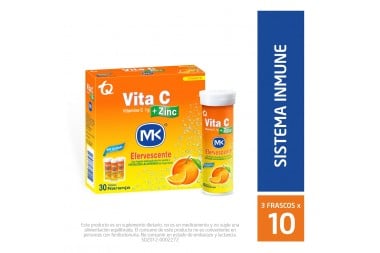 Vita C Zinc Tripack Efervescente  + Zinc Mk Efervescente Naranja X 30 Tabletas