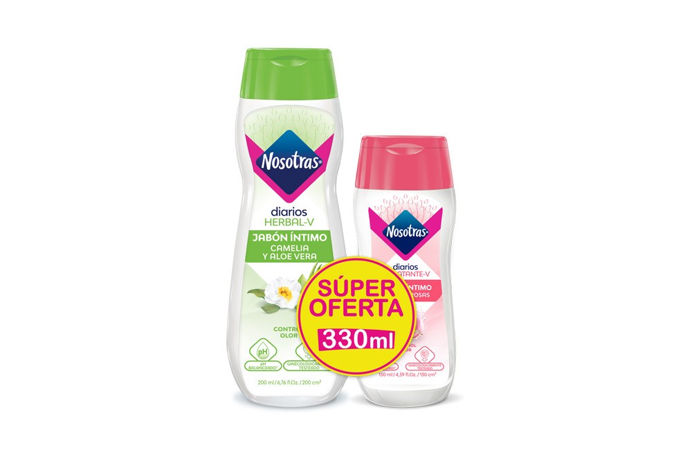 Oferta Jabón Intimo Nosotras Herbal 330 Ml + Jabón Sensitive 130 Ml
