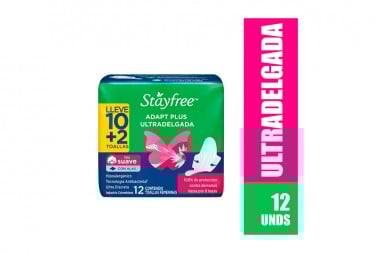 Oferta Toallas Higiénicas Stayfree Ultradelgadas 12 Unds