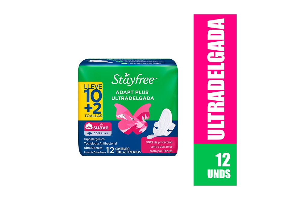 Oferta Toallas Higiénicas Stayfree Ultradelgadas 12 Unds