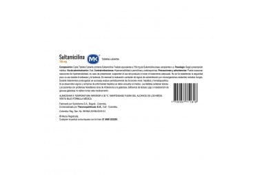 Sultamicilina 750 mg Caja Con 20 Tabletas Cubiertas