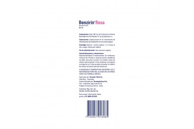 Benzirin Rosa 0.1% Ducha Con Cánula Caja Con Frasco Con 140 mL