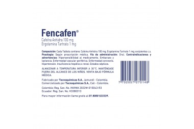 Fencafen 100 mg  / 1 mg Caja Con 20 Tabletas