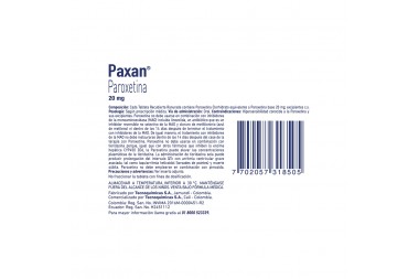 Paxan 20 mg Caja Con 10 Tabletas