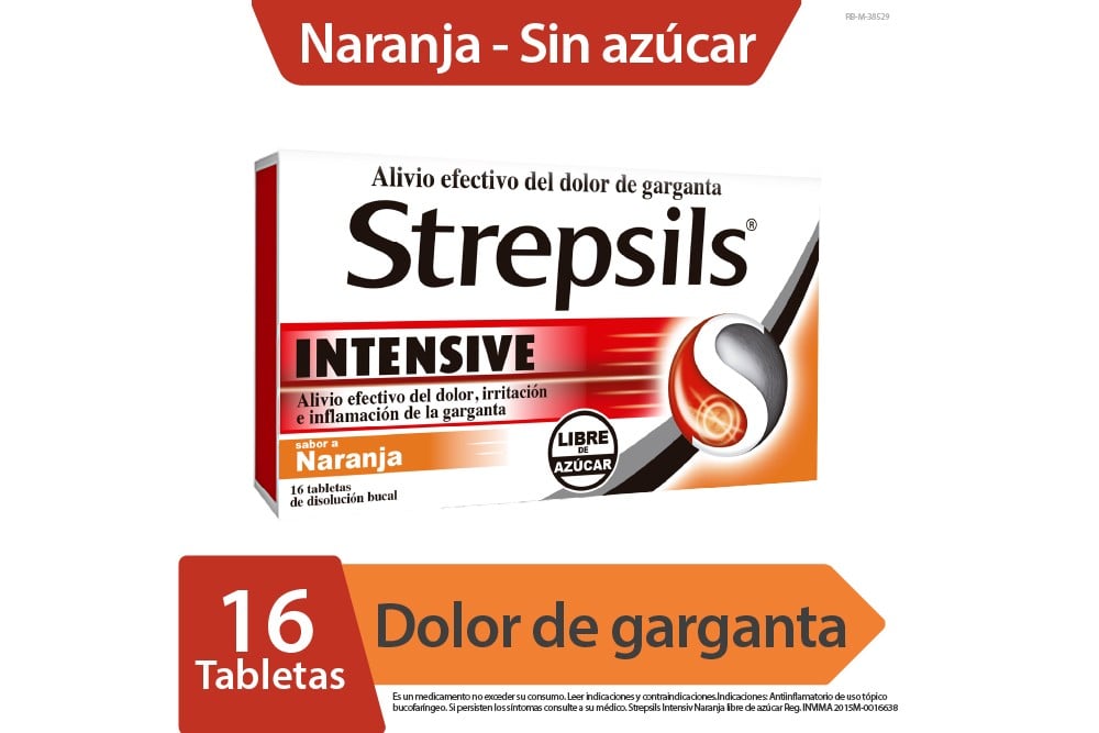 Strepsils Intensive Naranja Sin Azúcar - 16 Tabletas