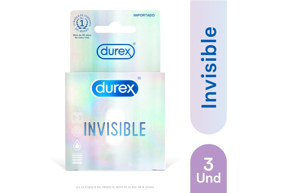 Condones Durex Invisible - Caja 3 Unidades