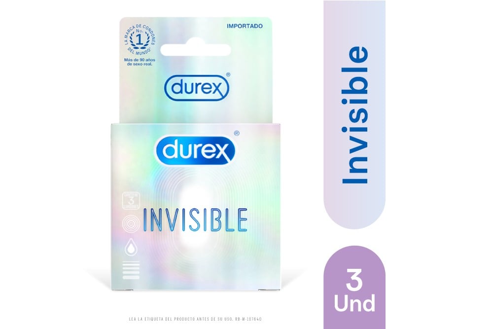 Condones Durex Invisible - Caja 3 Unidades