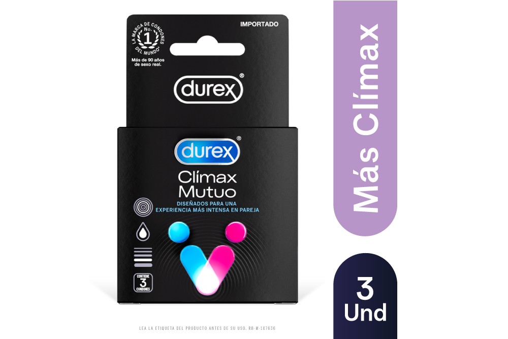 Condones Durex Clímax Mutuo - Caja 3 Unidades