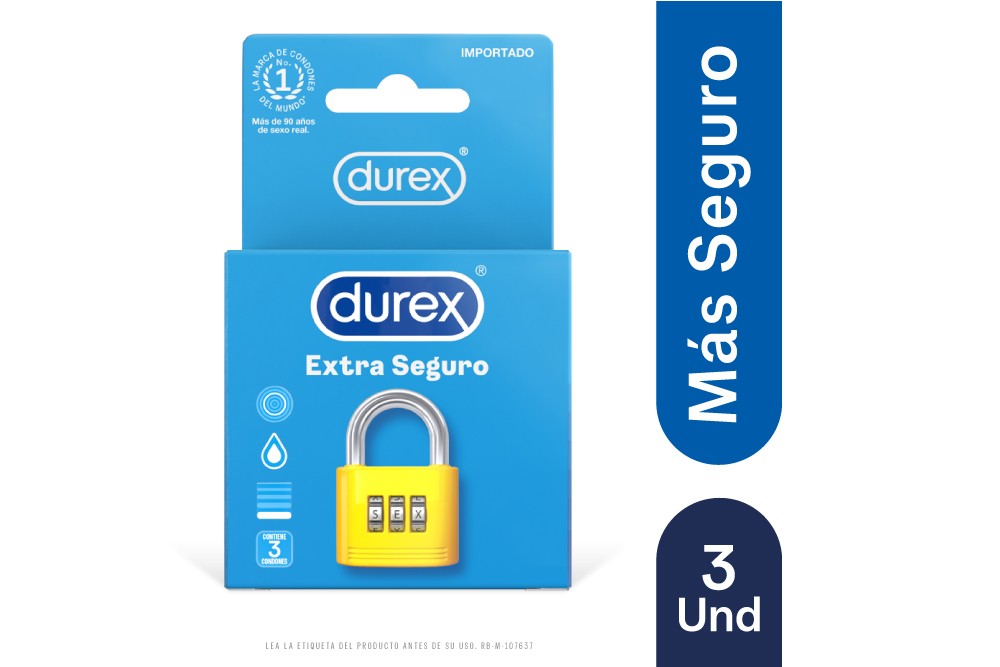 Condones Durex Extra Seguro - Caja 3 Unidades