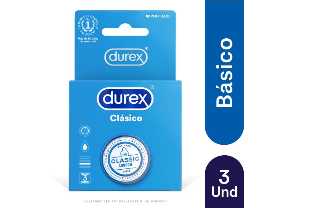 Condones Durex Clásico 3 Unds