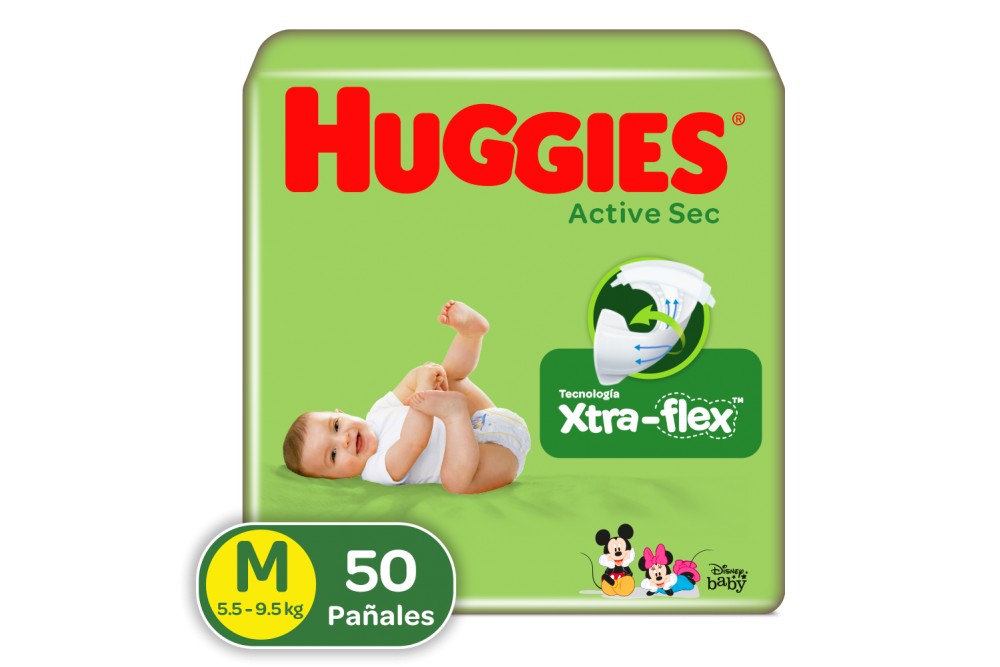 Pañales Huggies Active Sec M X50 Und