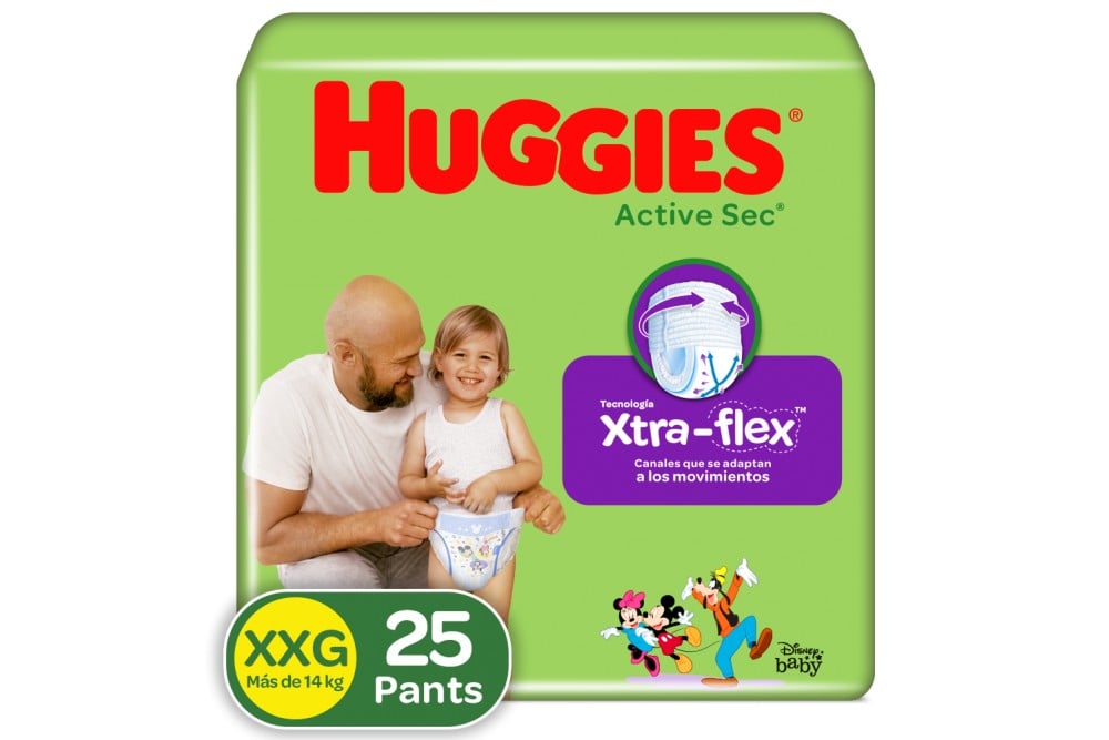 PAÑALES PANT HUGGIES ACTIVE XXG XTRA-FLEX X25 UND