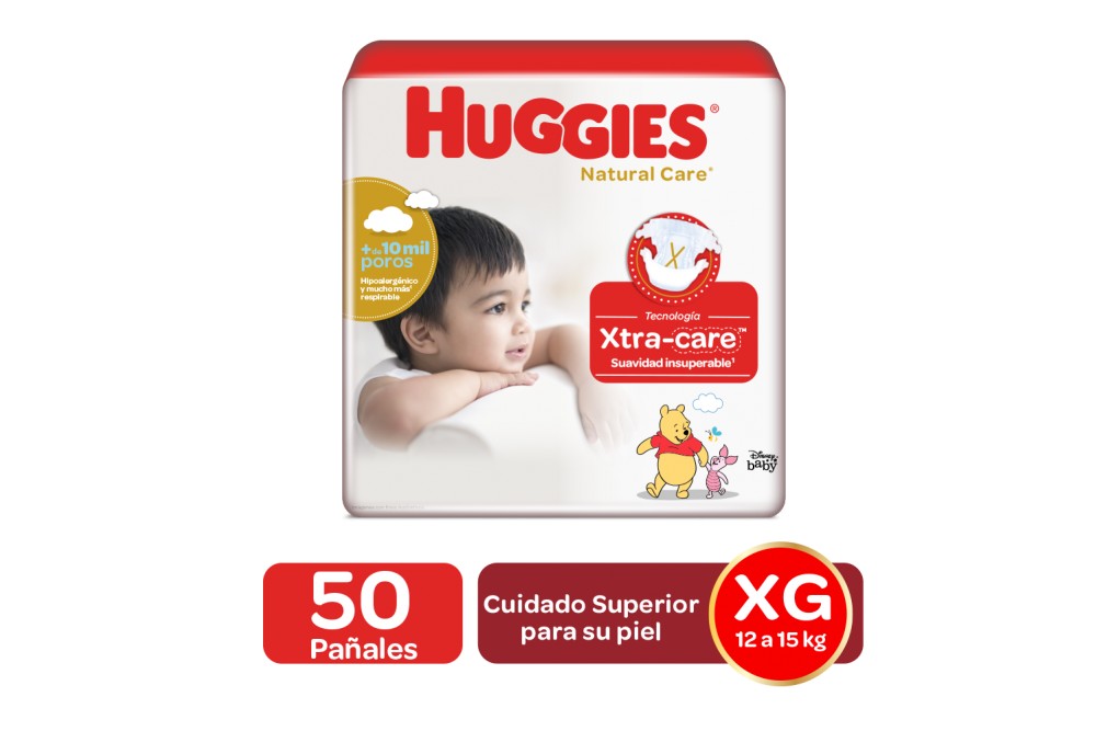 Pañales Huggies Natural Care Xg Jumbo X50 Und