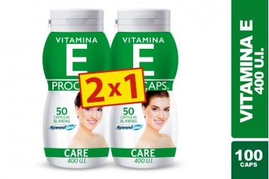 Vitamina E 400 U.I Empaque Con 2 Frascos Con 50 Cápsulas Blandas