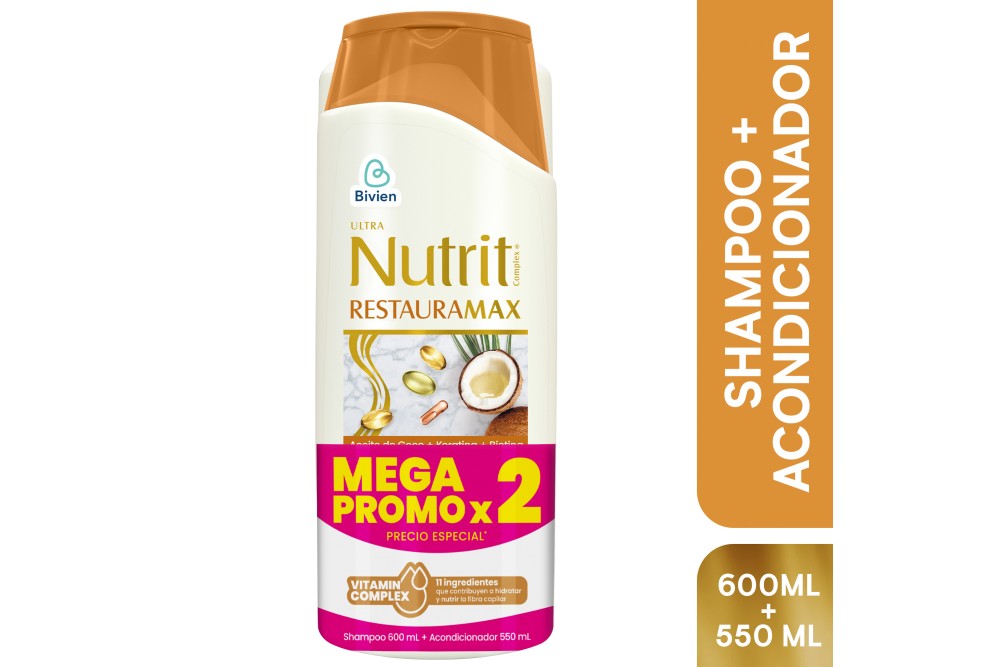 Oferta Shampoo Nutrit Restauramax 600 Ml + Acondicionar 550 Ml