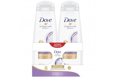 OFERTA SHAMPOO DOVE HIDRATACIÓN Y SUAVIDAD 2 FRASCOS CON 370 ML