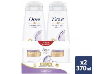 OFERTA SHAMPOO DOVE HIDRATACIÓN Y SUAVIDAD 2 FRASCOS CON 370 ML