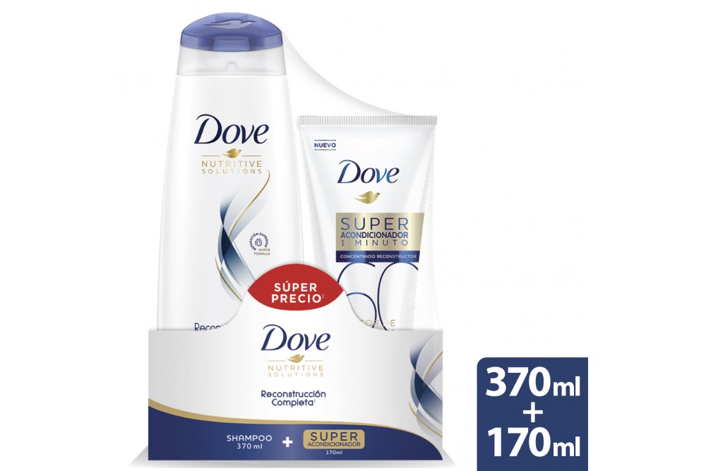 OFERTA SHAMPOO DOVE RECONSTRUCIÓN COMPLETA 370 ML + SUPER ACONDICIONADOR 170 ML