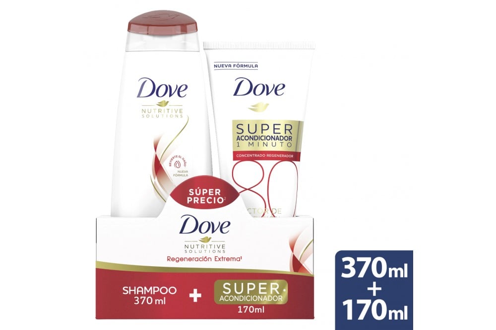 OFERTA DE SHAMPOO DOVE REGENRACIÓN EXTREMA 370 ML + SUPER ACONDICIONADOR 170 ML