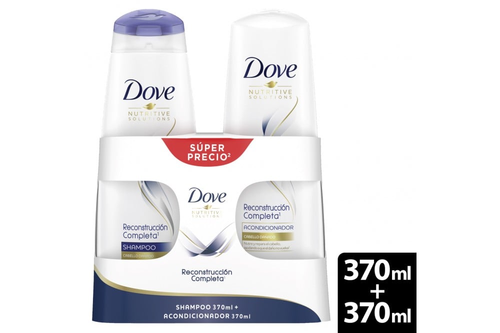 OFERTA SHAMPOO DOVE RECONSTRUCCIÓN COMPLETA 370 ML + ACONDICONADOR 370 ML