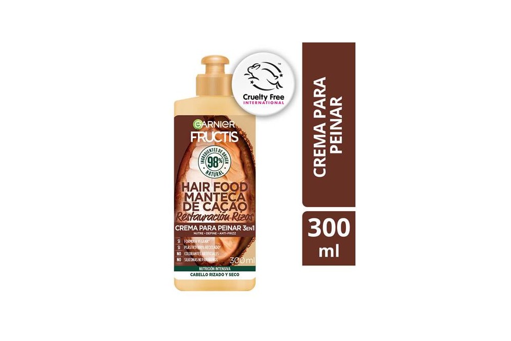 Crema Para Peinar Garnier Fructis Restauración Hair Food Manteca De Cacao 300 Ml