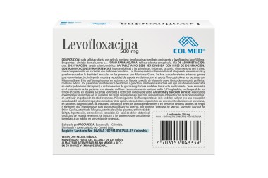 Levofloxacina Colmed 10 Tabletas 500 Mg