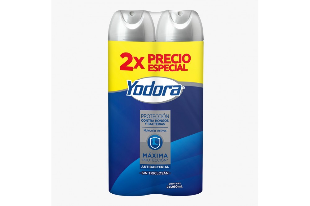 OFERTA DESODORANTE YODORA PROTECCIÓN CONTRA HONGOS Y BACTERIAS SPAY PIES 2X 260 ML