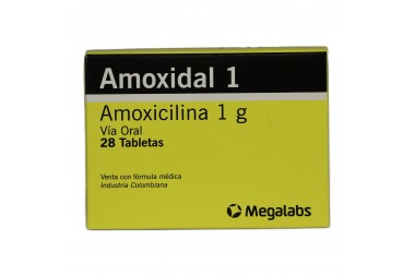 Amoxidal 1 g vía oral 28 Tabletas