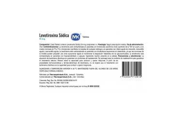 Levotiroxina Sódica Mk 50 Mcg 30 Tabletas