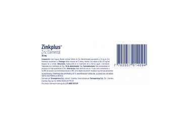 ZINKPLUS Zinc elemental 20 mg 30 capsulas blandas