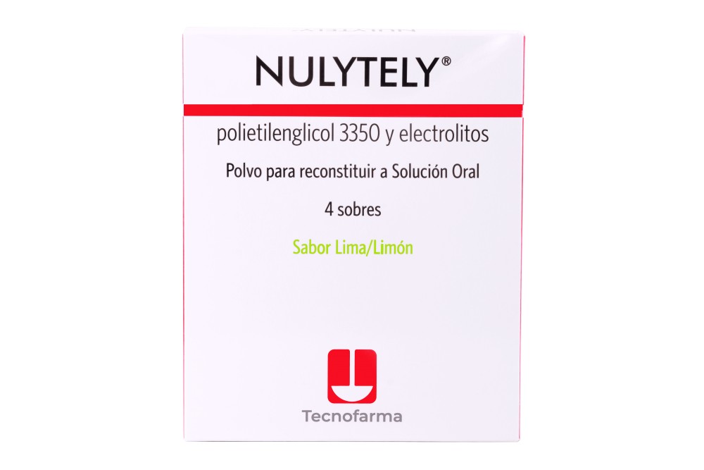 NULYTELY POLIETILENGLICOL ORAL LIMA-LIMON 4 SOBRES 110 GR