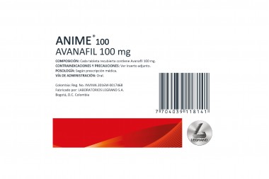 Anime 100 mg Caja Con 4 Tabletas Recubiertas