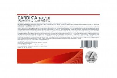 Cardik A 160/10 mg Caja Con 28 Tabletas Recubiertas