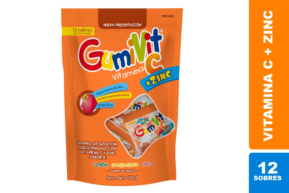 Gumivit Vitamina C + zinc bolsa x 12 mini sobres