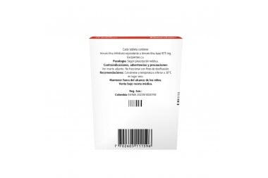Amoxicilina Genfar 875 Mg 14 Tabletas