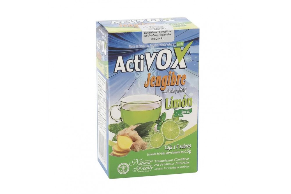 MEZCLA DE PANELA CON JENGIBRE Y MENTOL ACTIVOX 6 sobres