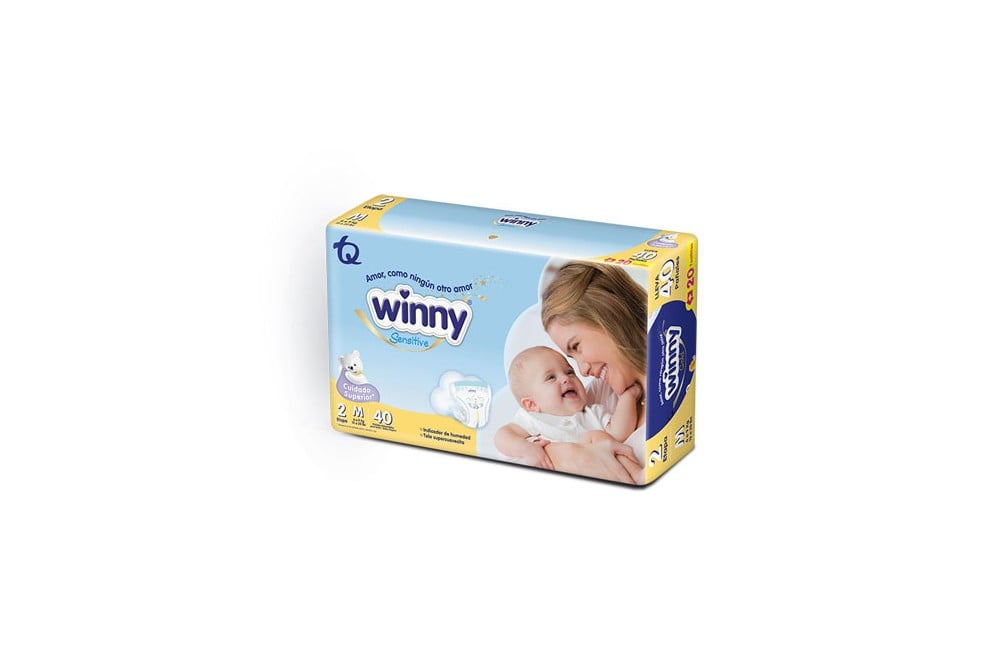 Oferta Pañales Winny Sensitive Etapa 2 M 40 Und + 20 Toallitas