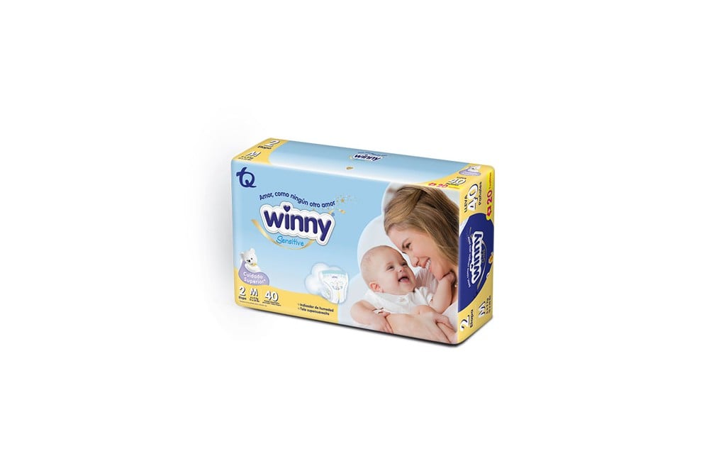 OFERTA PAÑALES WINNY SENSITIVE ETAPA 2 M 40 UND + 20 TOALLITAS