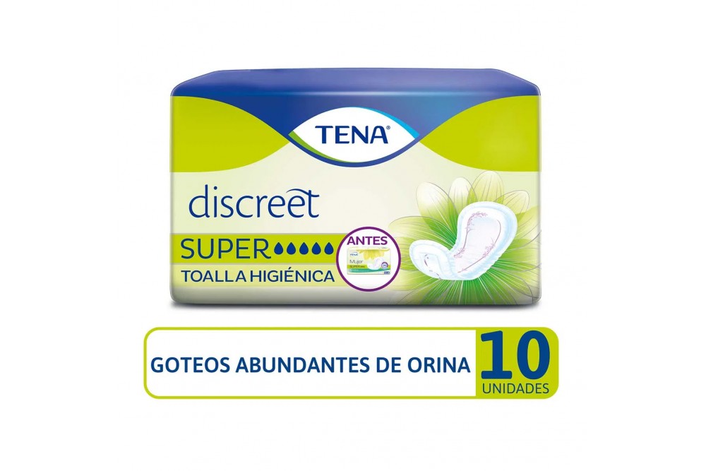 TOALLA HIGIENICA TENA DISCREET - BOLSA CON 10 UNIDADES