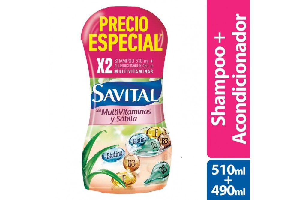 Oferta Savital Multivitaminas Shampoo 500ml + Acondicionador 490 ml